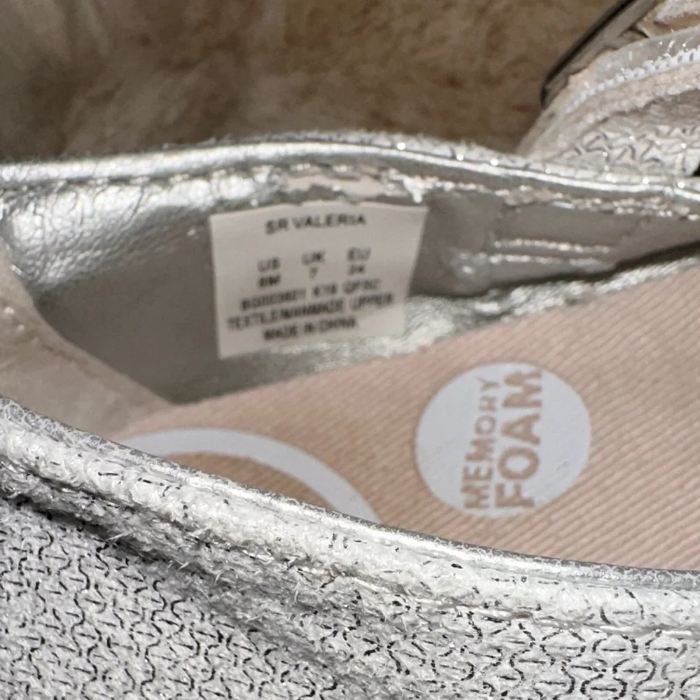 Stride Rite Memory Foam Glittery Silver Dress Shoes for Kids